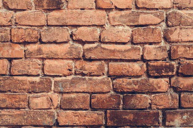 Vintage old red brick wall background, abstract pattern of concrete grunge texture.