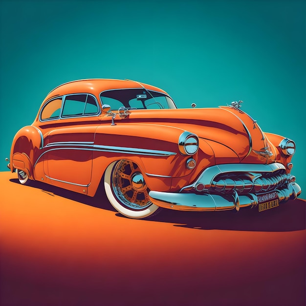 Vintage old timer car colorful design background