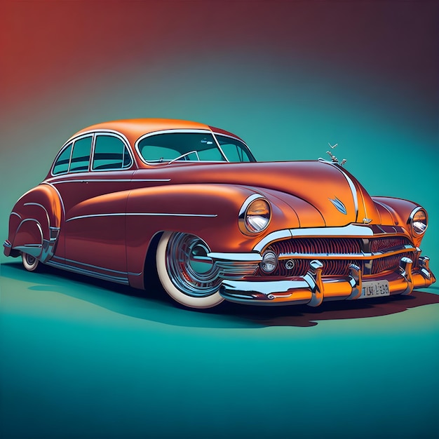 Vintage old timer car colorful design background