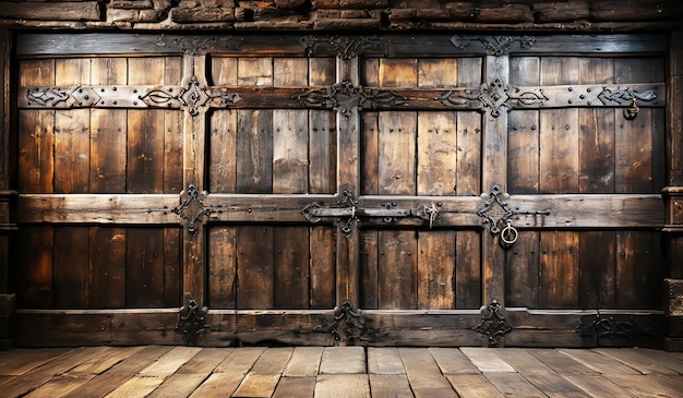 Винтажные старые деревянные ворота, созданные AI
