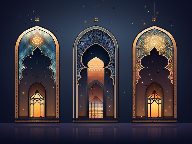 Vintage oosterse stijl van de islamitische ramadan mubarak ramadan kareem islamitische lantaarn decoratie element illustratie