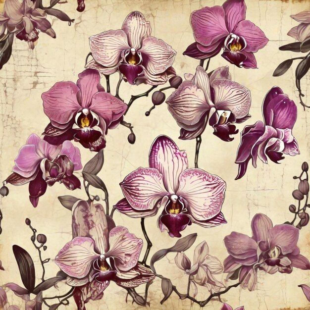 Photo vintage orchid elegance retro grunge textures