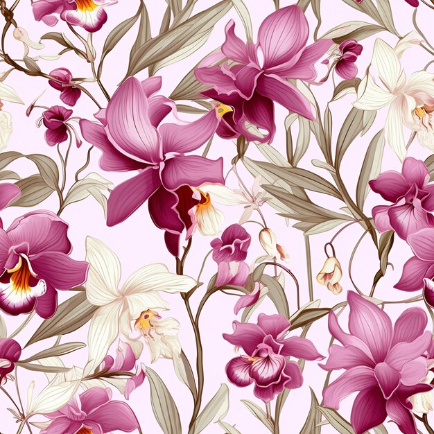 Vintage orchid pattern for a home office or study