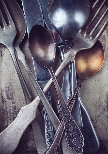 Vintage ornamented cutlery