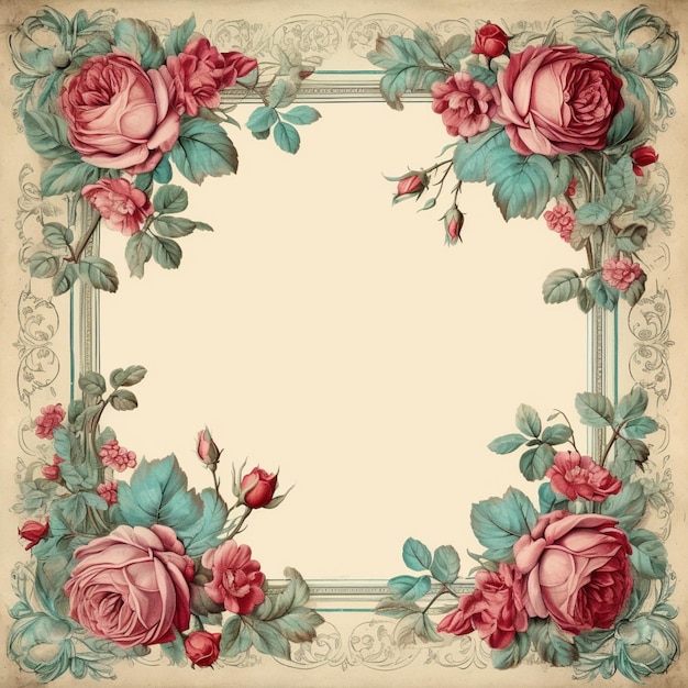 a vintage ornate frame with ornate lines on an aged background in the style of leaf and flower patterns