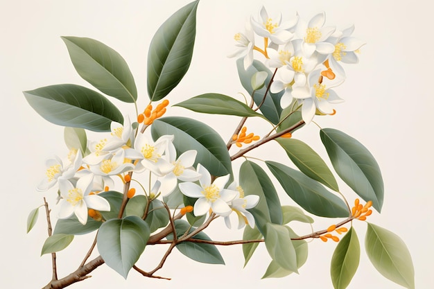 Vintage Osmanthus bloesem tekening