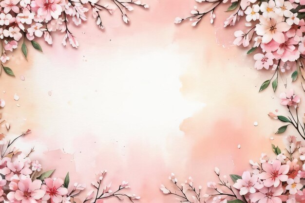 Vintage oud papier met aquarel sakura