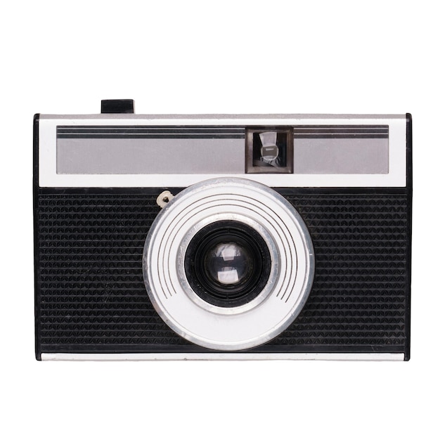 Foto vintage oude filmcamera geïsoleerd op een witte achtergrond