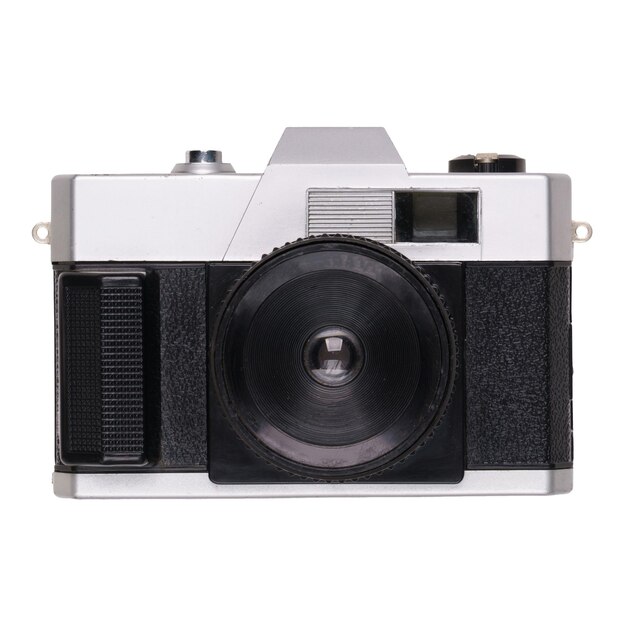 Foto vintage oude filmcamera geïsoleerd op een witte achtergrond