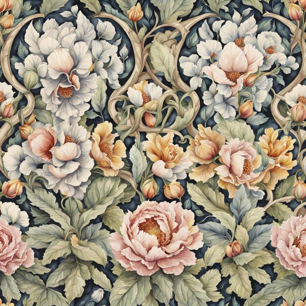 vintage painted floral pattern