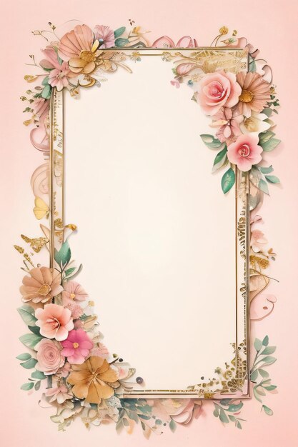 Vintage paper for scrapbooking with flowers frames and butterflies