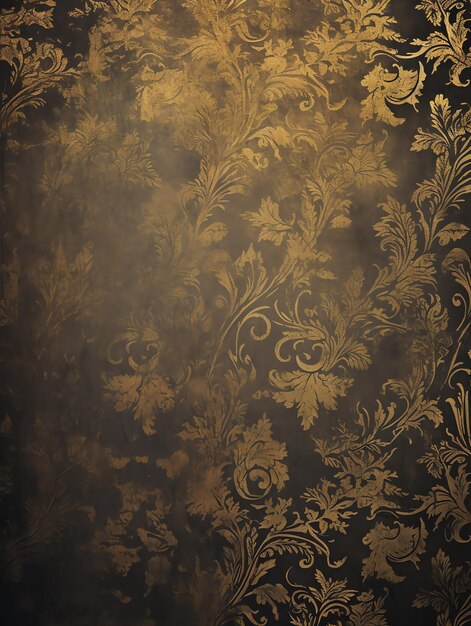 Photo vintage paper with black antique damask pattern with gold accents backdrops wall paper