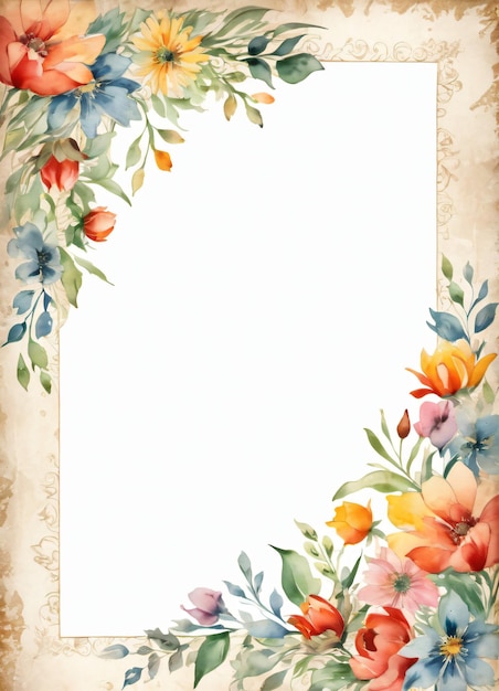 Vintage paper with flowers background for text