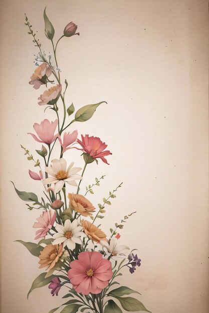 Foto carta vintage con sfondo texture fiori