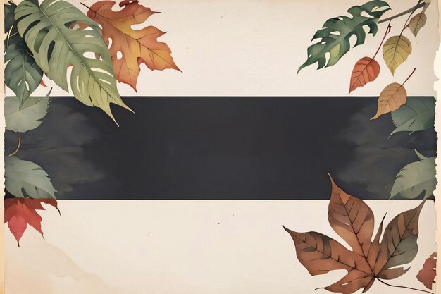 Photo vintage paper with leaves texture background