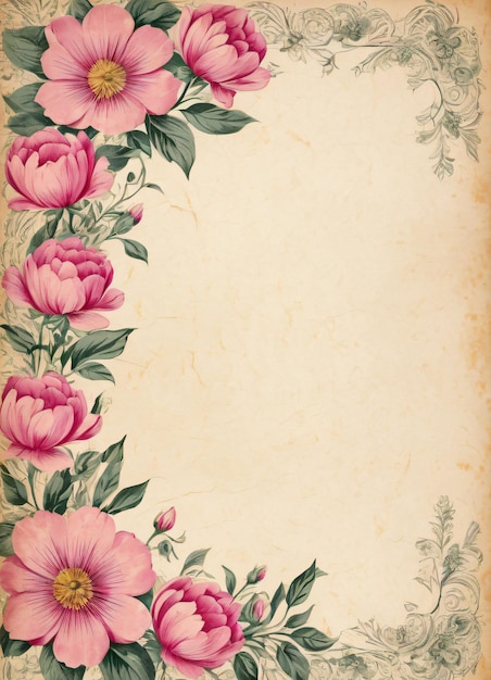 Vintage papier met bloemen achtergrond voor tekst