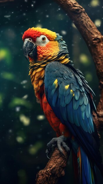 Vintage Parrot on Dark Background Generative AI