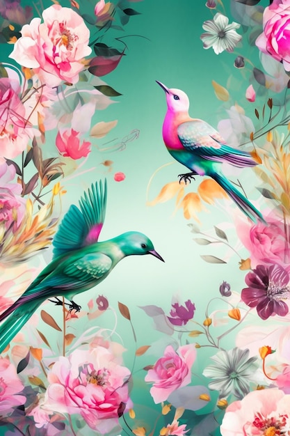 Vintage pastel flower illustration background Generative Ai