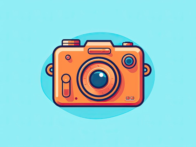 Vintage photo camera illustration logo cartoon flat style simple digital poster design generative ai