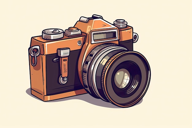 Vintage photo camera with film illustration Generative AI