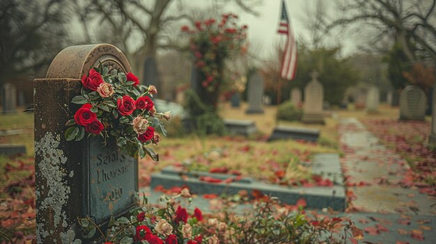 Foto a vintage photograph of tombstone adorned wallpaper