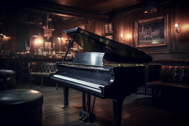 Vintage piano bar Hout klassiek Generate Ai