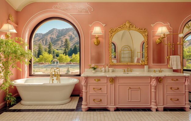 Vintage pink bathroom