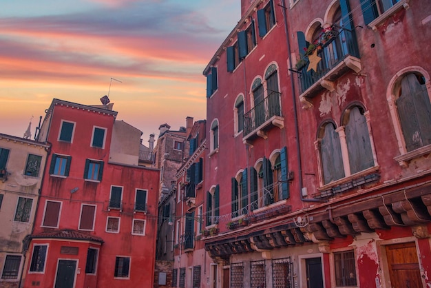 Vintage pink houses in Venice