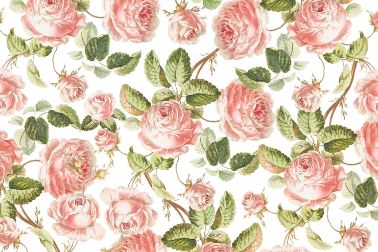 Photo vintage pink rose flower pattern background design resource