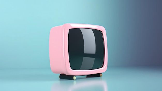 ヴィンテージのピンクのテレビセット レトロデザインで青色