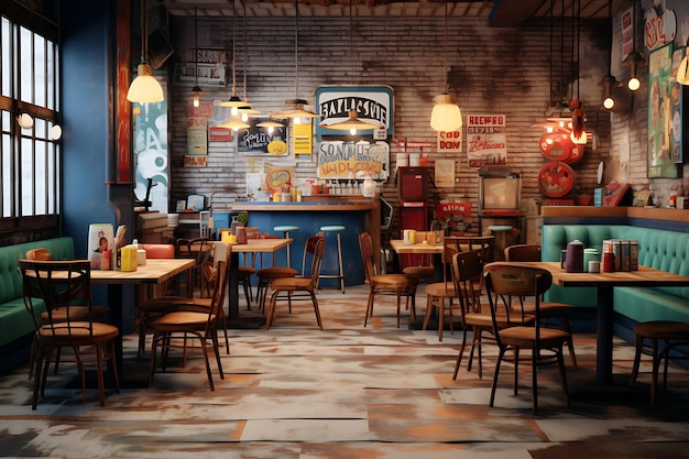 Vintage Pizza Parlor Scene