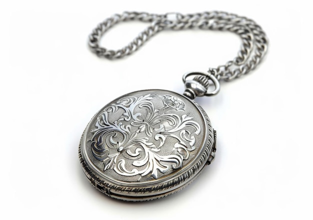 Vintage Platinum Locket On White Background