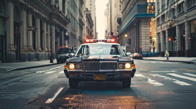 Foto auto della polizia d'epoca in retro city