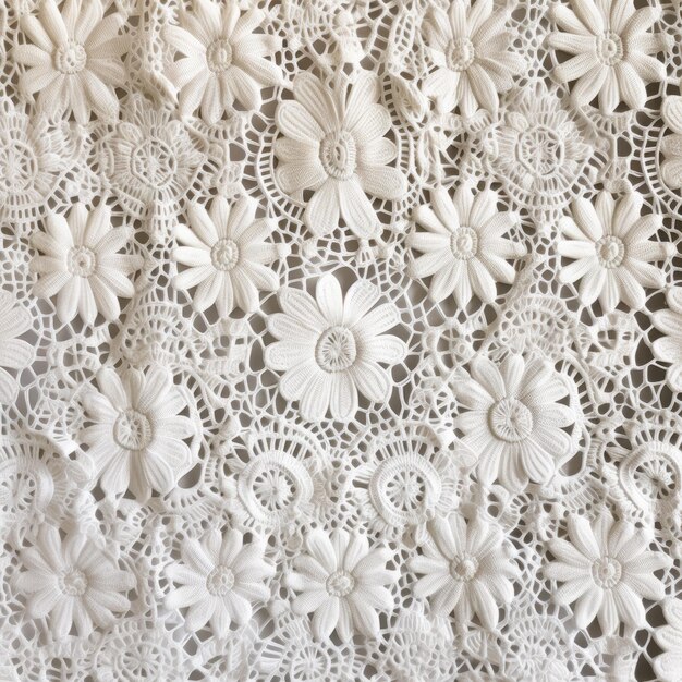Foto eleganza polacca vintage anni '80 tessuto a pizzo bianco struttura floreale intricata su sfondo bianco