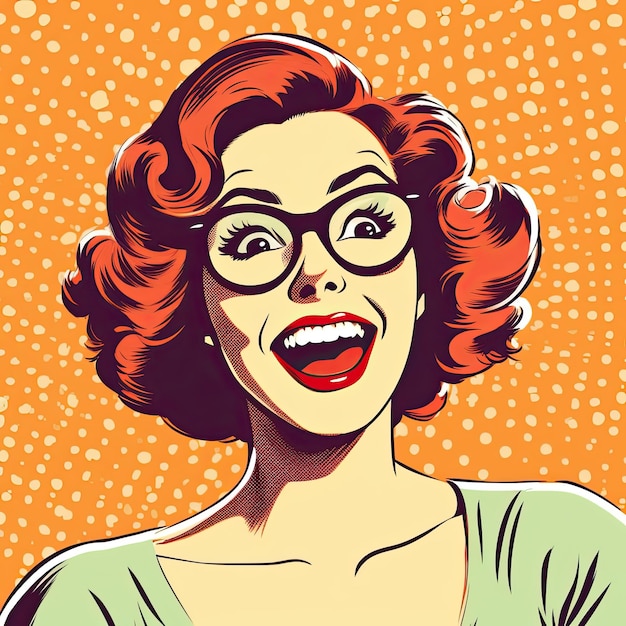 Premium AI Image | vintage pop art girl with 1950's style glasses ...