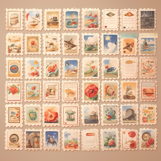 Photo vintage postage stamp collection nostalgic craft graphics