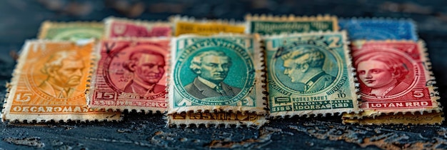 Photo vintage postage stamps from around the world pattern