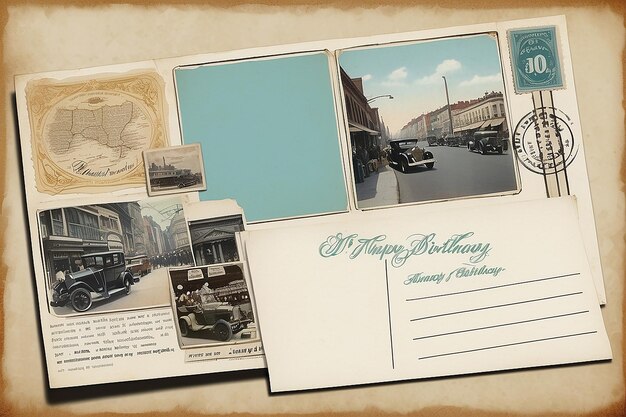 Vintage Postcard Birthday Card