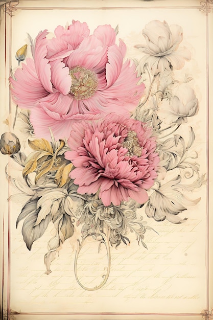 a vintage postcard from the collection of peonies