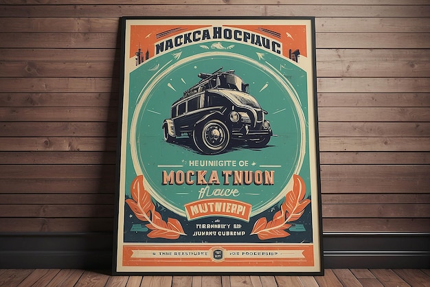 Photo vintage poster illustration mockup