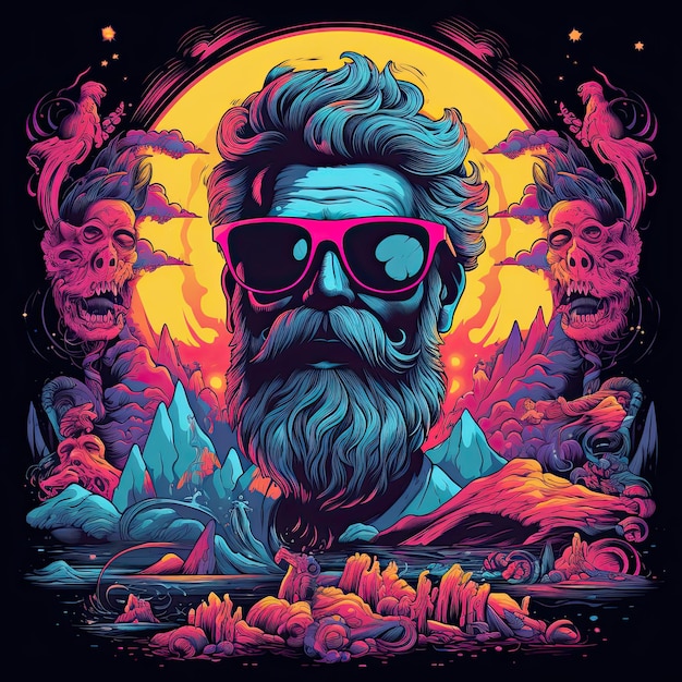 Vintage psychedelic art for T shirt prints