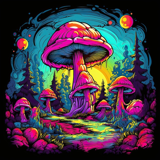 Vintage psychedelic art for T shirt prints