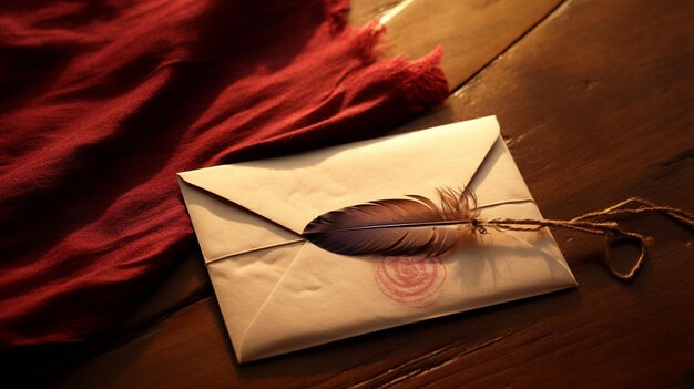 vintage quill and paper on wooden table