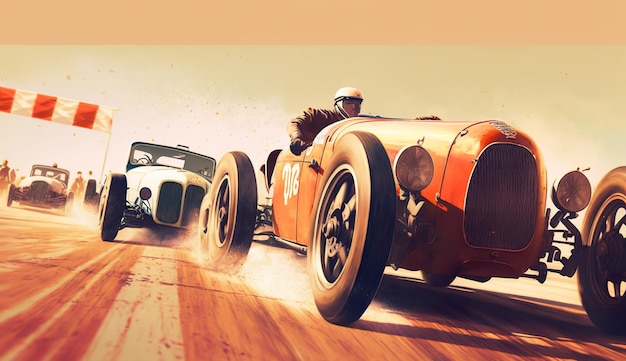 A vintage racing scene with classic cars ai generate