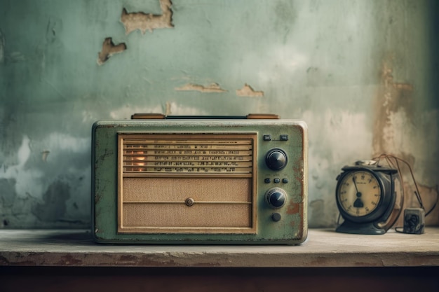 Vintage radio against the wall Digital art