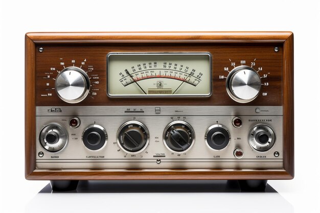 Photo vintage radio display on white background