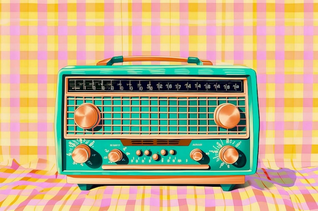 사진 팝 아트 일러스트레이션 스타일의 빈티지 라디오