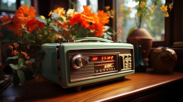 старинный радиоплеер на столе