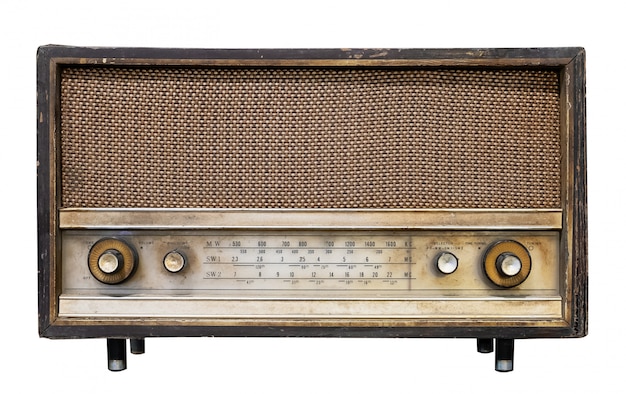 Photo vintage radio receiver - antique wooden box radio