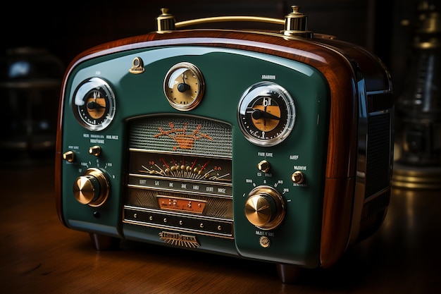 vintage radio with dials and large speaker AI generated